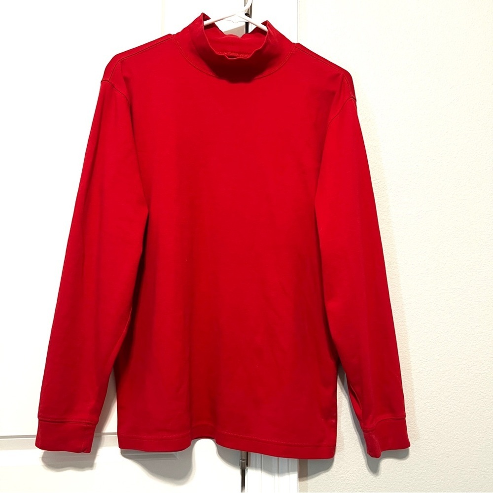 L.L. BEAN New Men Turtleneck All Cotton Interlock Sweater Burgundy Small